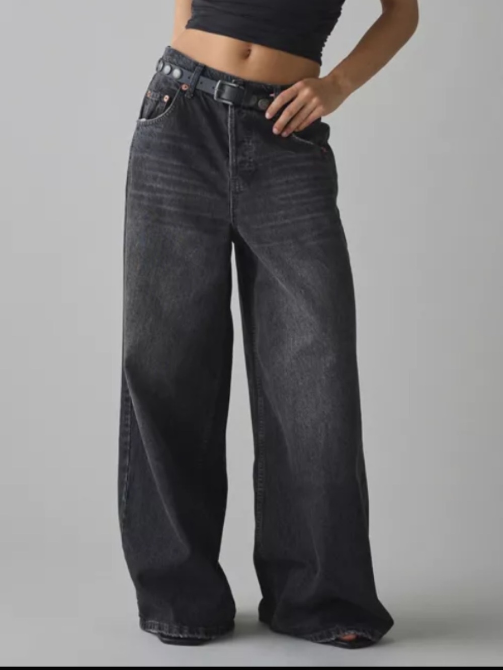 BDG Black Mid-Rise Wide Leg - Baggy Jeans